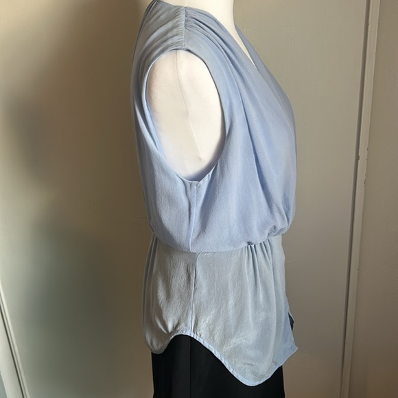 French Connection Feminine Cowl Neck Overlay Sleeveless Peplum Silk Blouse - Picture 4 of 11
